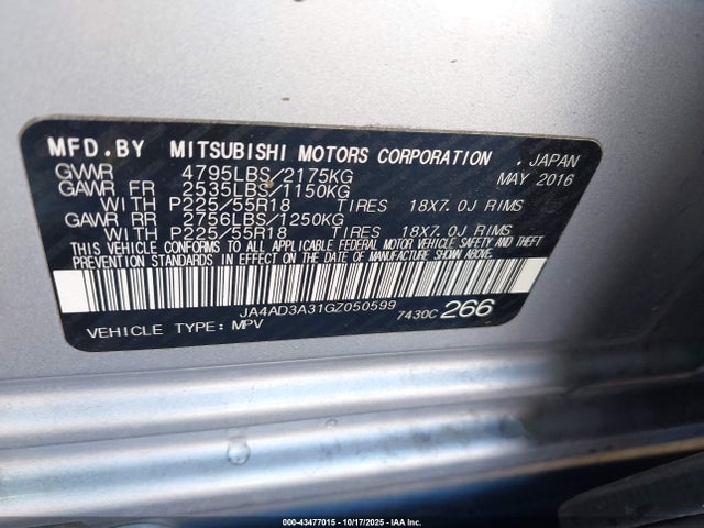 2016 MITSUBISHI OUTLANDER JA4AD3A31GZ050599 Photo 8