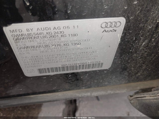 2011 AUDI Q5 WA1LFAFP9BA110154 Photo 8