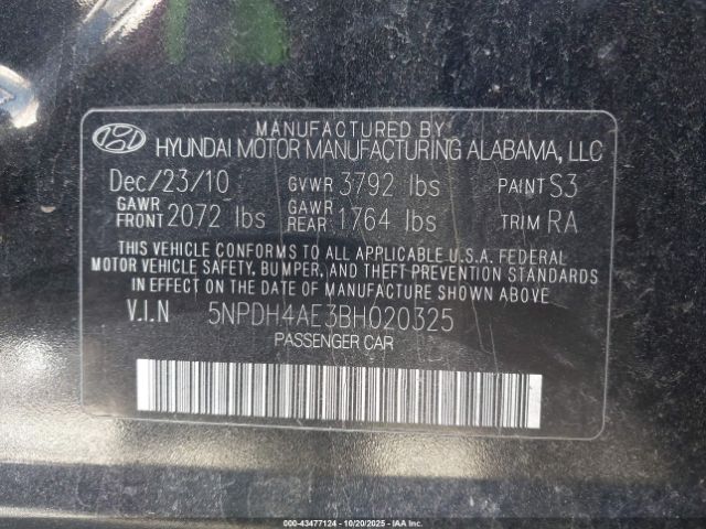 2011 HYUNDAI ELANTRA 5NPDH4AE3BH020325 Photo 8