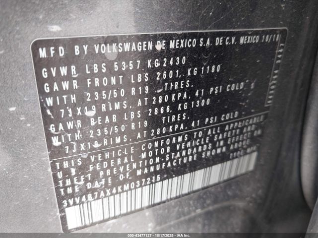 2019 VOLKSWAGEN TIGUAN 3VV4B7AX4KM037215 Photo 8