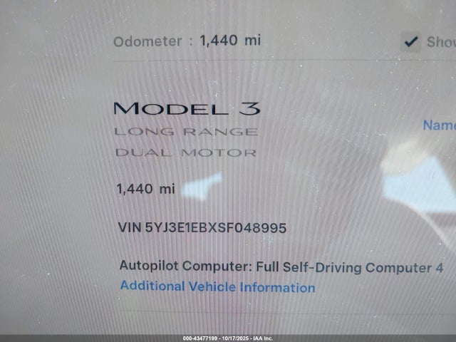 2025 TESLA MODEL 3 5YJ3E1EBXSF048995 Photo 6
