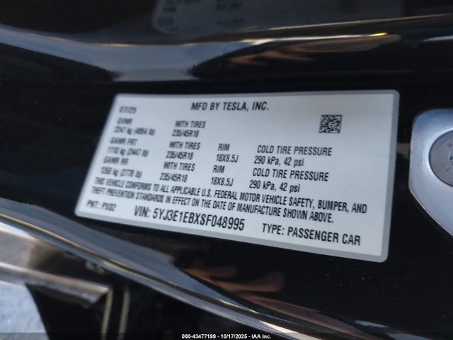 2025 TESLA MODEL 3 5YJ3E1EBXSF048995 Photo 8