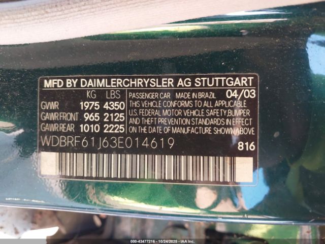 2003 MERCEDES-BENZ C 240 WDBRF61J63E014619 Photo 8