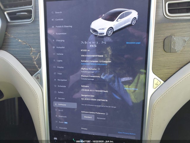 5YJSA1H18FFP75908 Tesla MODEL S