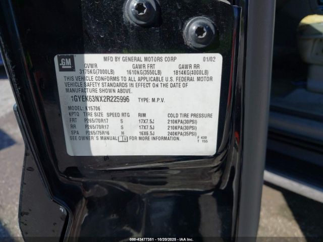 2002 CADILLAC ESCALADE 1GYEK63NX2R225996 Photo 8