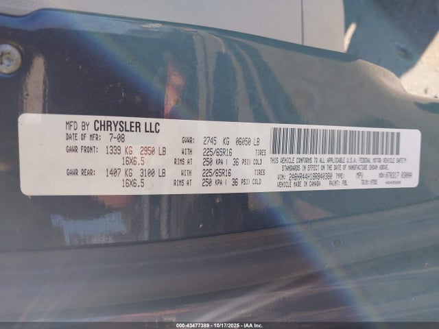 Продаж на аукціоні авто 2008 Chrysler Town & Country Lx, vin: 2A8HR44H18R840380, номер лоту: 43477389