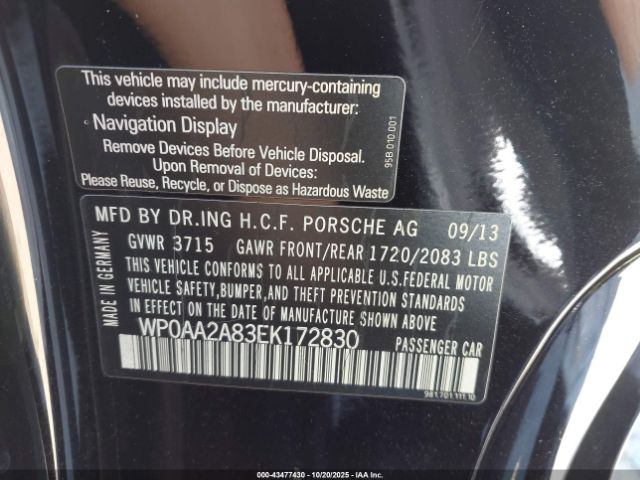 2014 PORSCHE CAYMAN WP0AA2A83EK172830 Photo 8