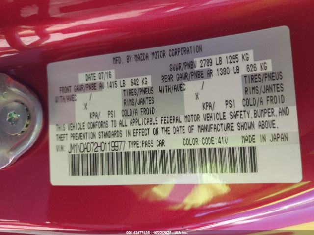 2017 MAZDA MX-5 MIATA JM1NDAD72H0119977 Photo 8
