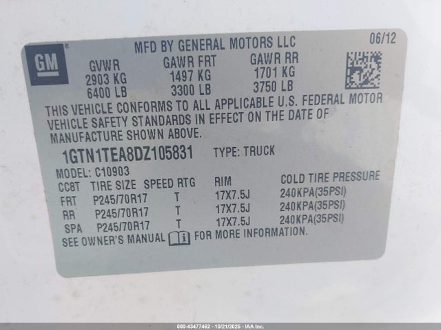 2013 GMC SIERRA 1500 1GTN1TEA8DZ105831 Photo 8