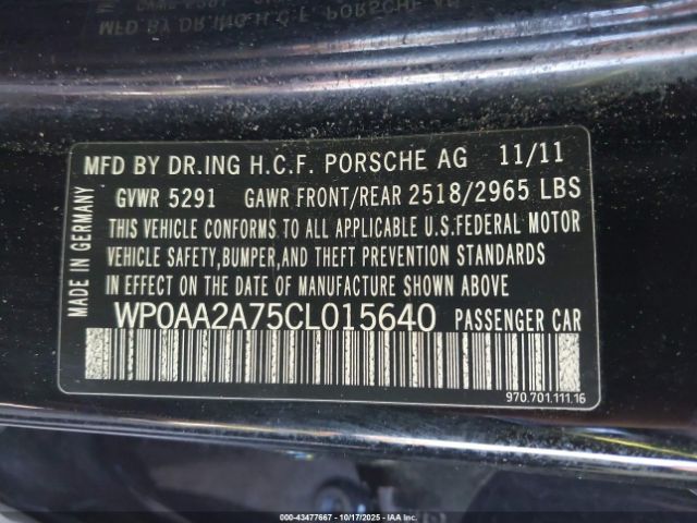 2012 PORSCHE PANAMERA WP0AA2A75CL015640 Photo 8