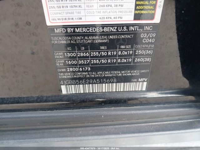 2009 MERCEDES-BENZ ML 350 4JGBB56E29A515698 Photo 8