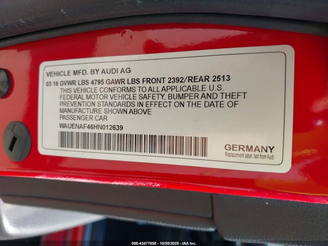 2017 AUDI A4 WAUENAF46HN012639 Photo 8