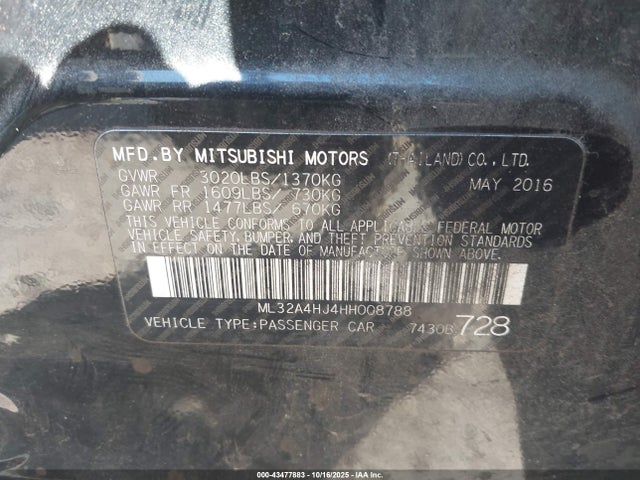 2017 MITSUBISHI MIRAGE ML32A4HJ4HH008788 Photo 8
