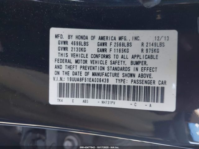 2014 ACURA TL 19UUA8F51EA006439 Photo 8