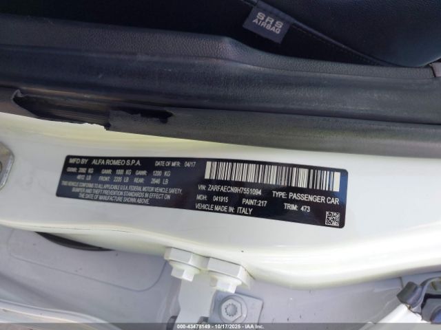 2017 ALFA ROMEO GIULIA ZARFAECN9H7551094 Photo 8