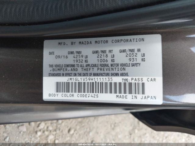 2017 MAZDA MAZDA6 JM1GL1V59H1111135 Photo 8