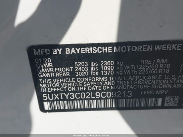 2020 BMW X3 5UXTY3C02L9C09213 Photo 8