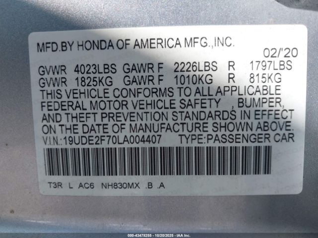 2020 ACURA ILX 19UDE2F70LA004407 Photo 8