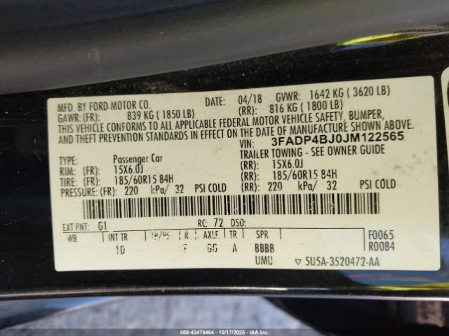 2018 FORD FIESTA 3FADP4BJ0JM122565 Photo 8