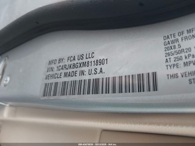 2021 JEEP GRAND CHEROKEE L 1C4RJKBGXM8118901 Photo 8