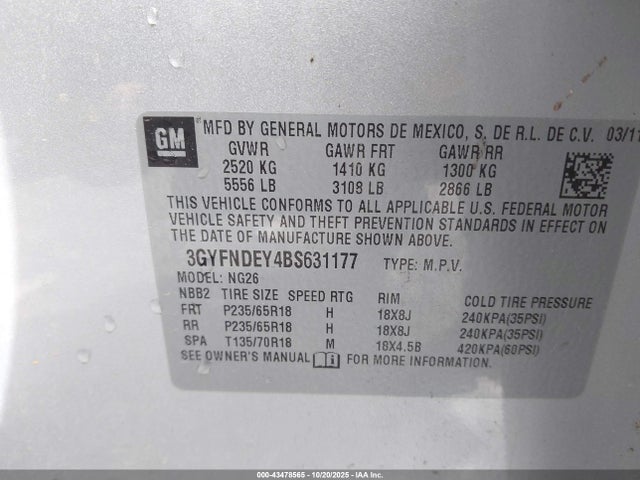 2011 CADILLAC SRX 3GYFNDEY4BS631177 Photo 8