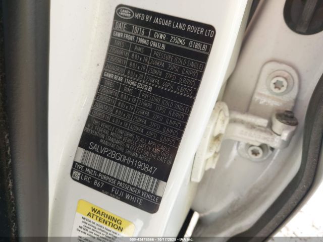 2017 LAND ROVER RANGE ROVER EVOQUE SALVP2BG0HH190847 Photo 8