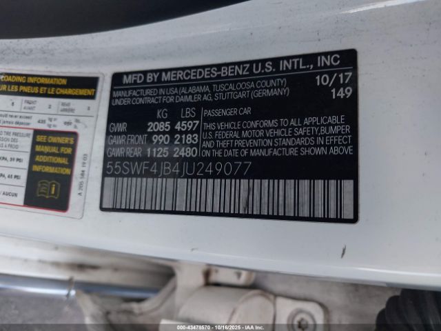 2018 MERCEDES-BENZ C 300 55SWF4JB4JU249077 Photo 8