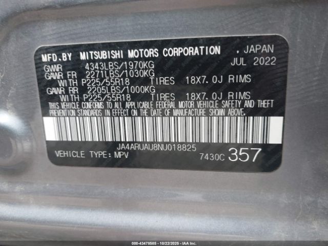 2022 MITSUBISHI OUTLANDER SPORT JA4ARUAU8NU018825 Photo 8