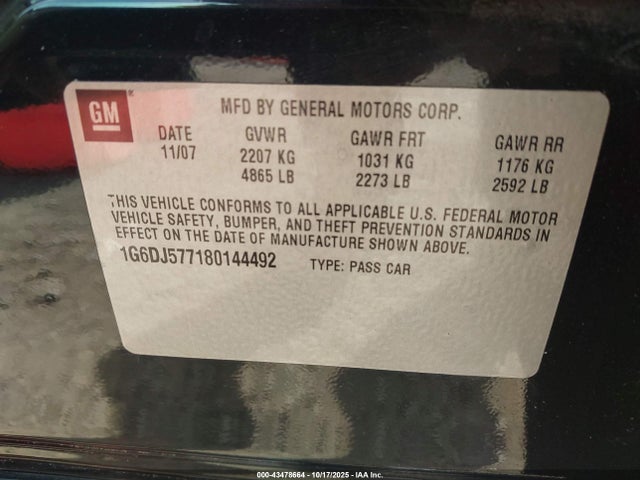 2008 CADILLAC CTS 1G6DJ577180144492 Photo 8