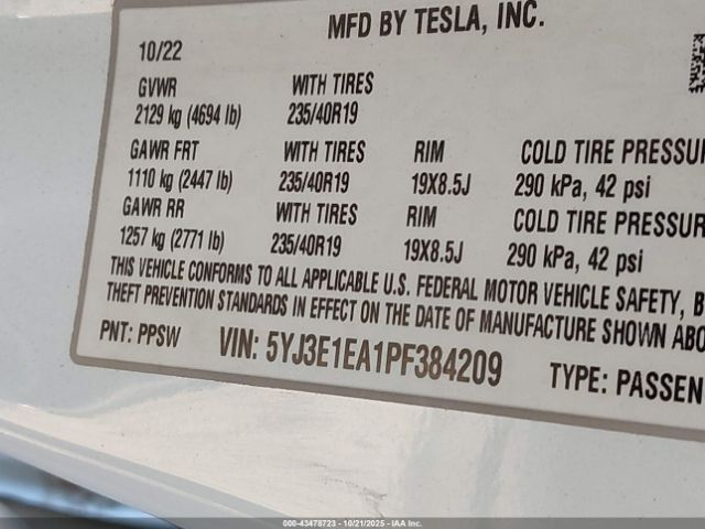 2023 TESLA MODEL 3 5YJ3E1EA1PF384209 Photo 8