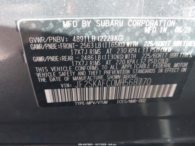2021 SUBARU FORESTER JF2SKAFC0MH568770 Photo 8
