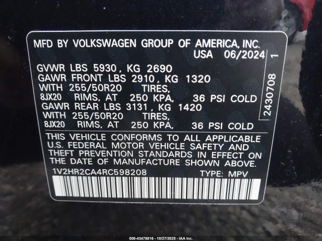 2024 VOLKSWAGEN ATLAS 1V2HR2CA4RC598208 Photo 8