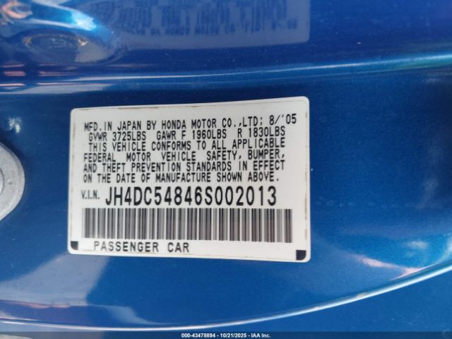 2006 ACURA RSX JH4DC54846S002013 Photo 8