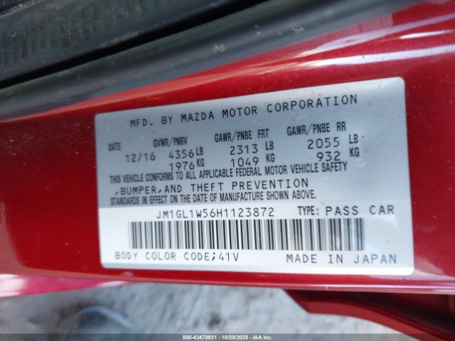 2017 MAZDA MAZDA6 JM1GL1W56H1123872 Photo 8