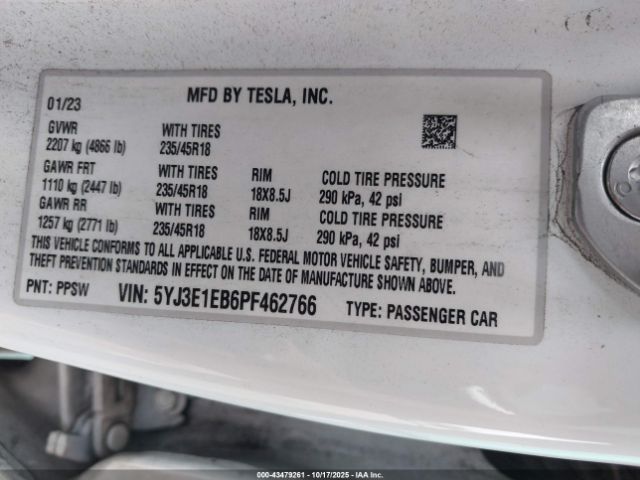 2023 TESLA MODEL 3 5YJ3E1EB6PF462766 Photo 8