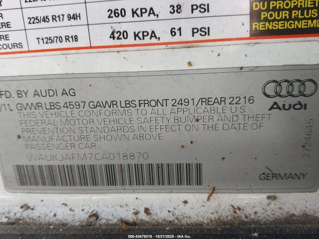 2012 AUDI A3 WAUKJAFM7CA018870 Photo 8