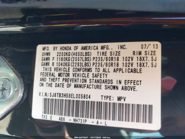 2014 ACURA RDX 5J8TB3H58EL005804 Photo 8