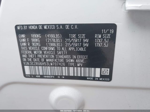 2020 HONDA HR-V 3CZRU6H53LM707426 Photo 8