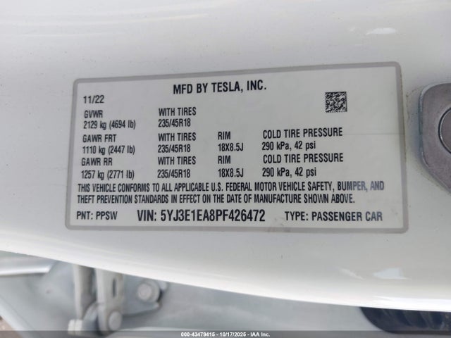 2023 TESLA MODEL 3 5YJ3E1EA8PF426472 Photo 8