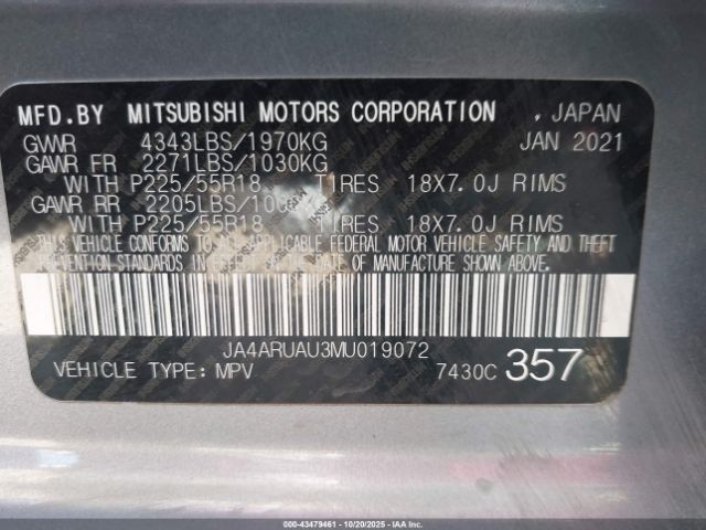 2021 MITSUBISHI OUTLANDER SPORT JA4ARUAU3MU019072 Photo 8