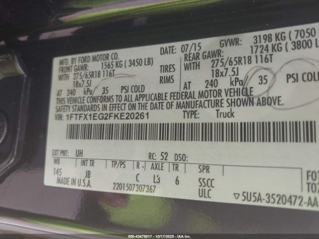 2015 FORD F-150 1FTFX1EG2FKE20261 Photo 8