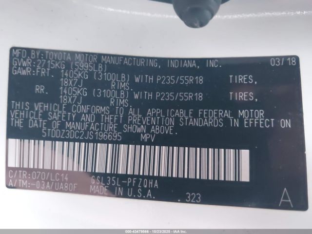 2018 TOYOTA SIENNA 5TDDZ3DC2JS196695 Photo 8