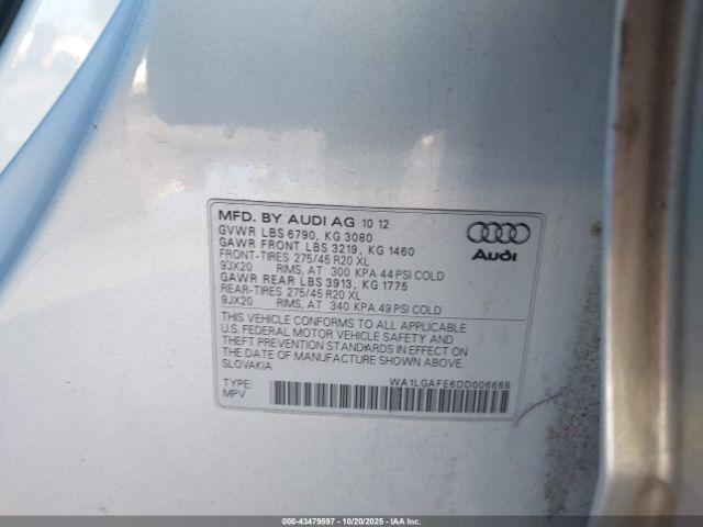 2013 AUDI Q7 WA1LGAFE6DD006668 Photo 8