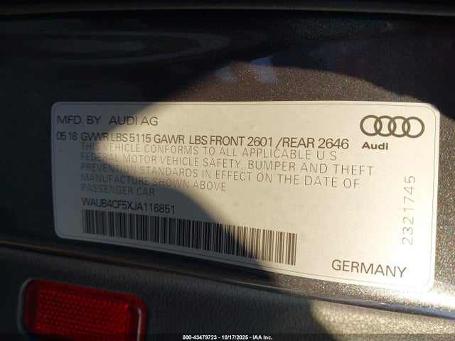 2018 AUDI S5 WAUB4CF5XJA116851 Photo 8