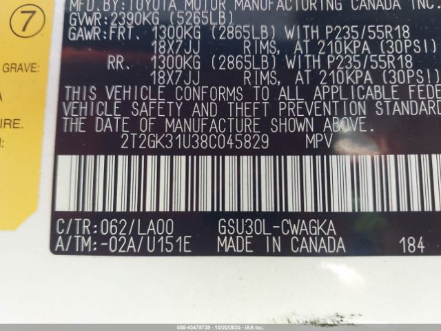 2008 LEXUS RX 350 2T2GK31U38C045829 Photo 8