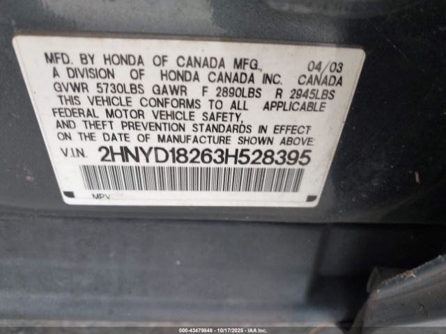 2003 ACURA MDX 2HNYD18263H528395 Photo 8