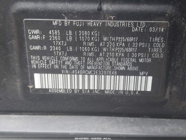 2014 SUBARU OUTBACK 4S4BRCMC2E3297648 Photo 8