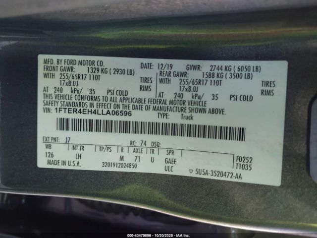 2020 FORD RANGER 1FTER4EH4LLA06596 Photo 8