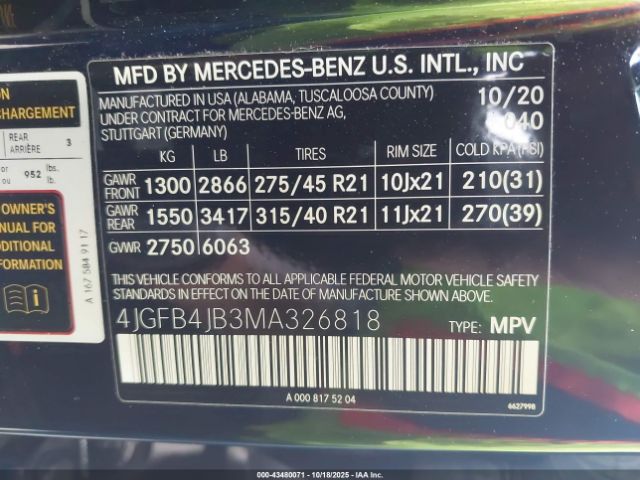 2021 MERCEDES-BENZ GLE 350 4JGFB4JB3MA326818 Photo 8
