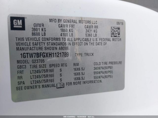 2017 GMC SAVANA 2500 1GTW7BFGXH1121789 Photo 8